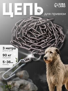 Цепь для привязи собак, 3 м, калибр 5×36 мм, черная