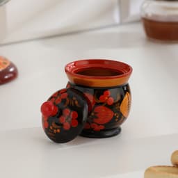 Набор для специй на подставке «Земляничка», 15×15×6 см, дерево, хохлома