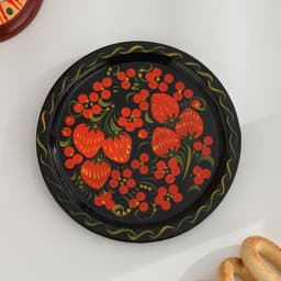 Набор для специй на подставке «Земляничка», 15×15×6 см, дерево, хохлома