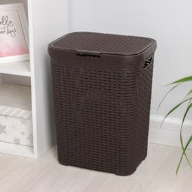 Корзина бельевая «Ротанг», 40 л, 29.5×37.8×48.2 см, с крышкой, коричневая
