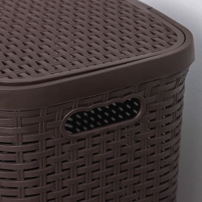 Корзина бельевая «Ротанг», 40 л, 29.5×37.8×48.2 см, с крышкой, коричневая