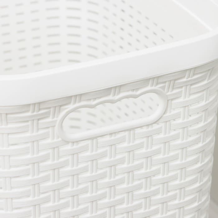 Корзина бельевая «Ротанг», 40 л, 29.5×37.8×48.2 см, с крышкой, белая