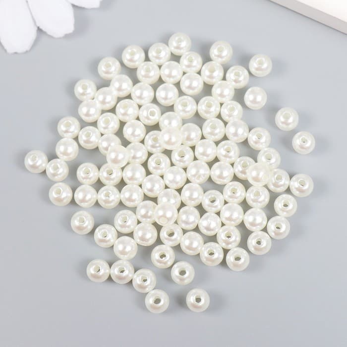 Бусины для творчества пластик «Жемчуг» (набор 100 шт.) 0.6×0.6 см