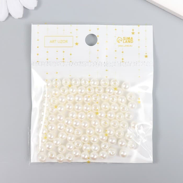 Бусины для творчества пластик «Жемчуг» (набор 100 шт.) 0.6×0.6 см