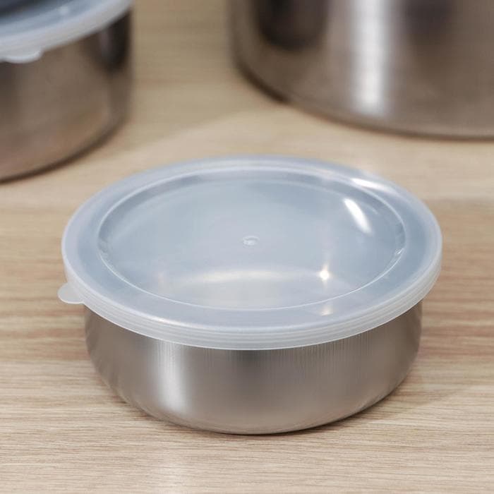 Набор мисок «Сталь», 5 шт.: d=18 см, 850 мл/d=16 см, 600 мл/d=14 см, 450 мл/d=12 см, 250 мл/d=10 см, 150 мл, с крышками, нержавеющая сталь, серебристый