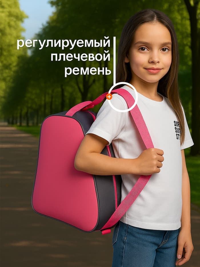 Сумка для коньков и роликов, 31×28 см, розовая, серая