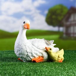 Садовая фигура из полистоуна «Утка с утёнком», 20×15×23 см