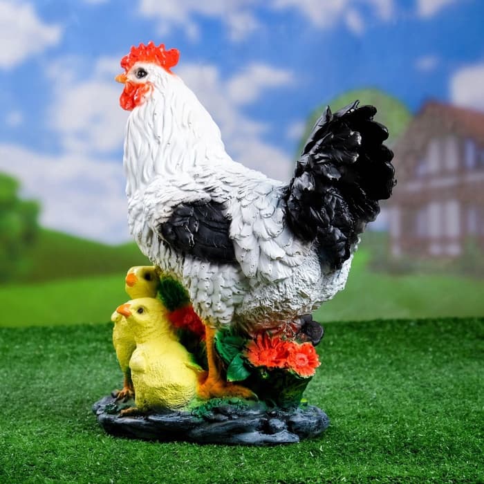 Садовая фигура из полистоуна «Курица с цыплятами», 33×17×25 см