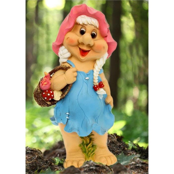 Садовая фигура из полистоуна «Девочка - гном с корзинкой», 26×18×52 см