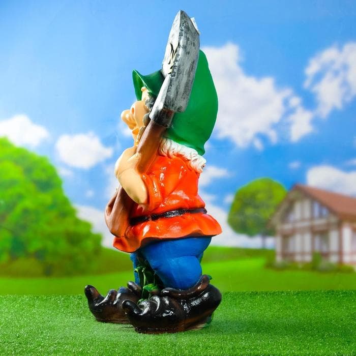 Садовая фигура из полистоуна «Гном с лопатой», 72×26×38 см