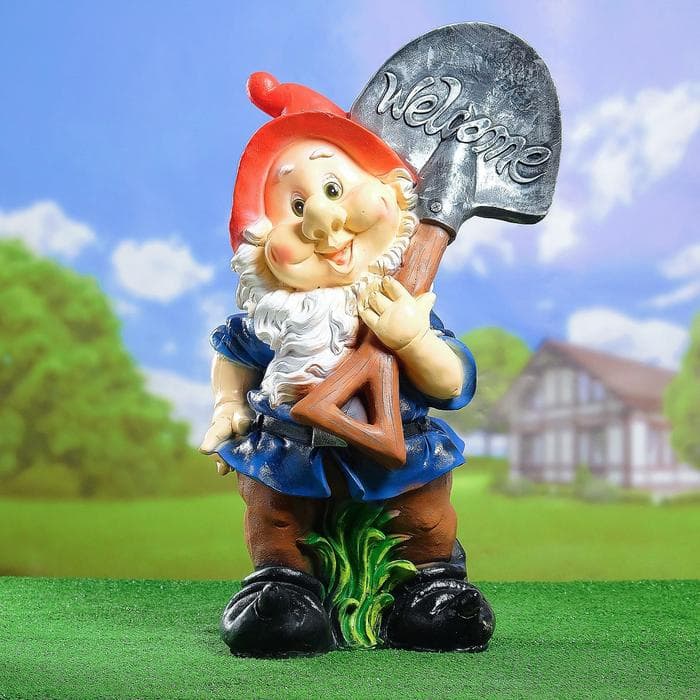 Садовая фигура из полистоуна «Гном с лопатой», 72×26×38 см