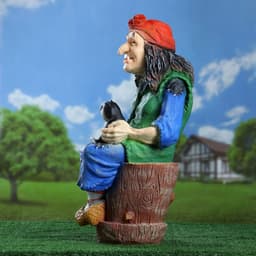 Садовая фигура из полистоуна «Баба Яга на ступе с кошкой», 74×36×40 см, МИКС