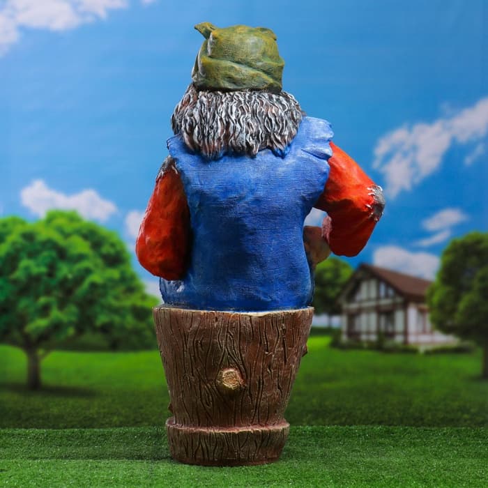 Садовая фигура из полистоуна «Баба Яга на ступе с кошкой», 74×36×40 см, МИКС