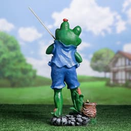 Садовая фигура из полистоуна «Лягушонок рыбак», 40×12×18 см