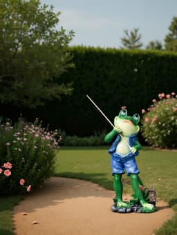 Садовая фигура из полистоуна «Лягушонок рыбак», 40×12×18 см