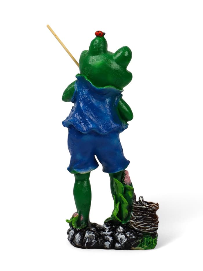 Садовая фигура из полистоуна «Лягушонок рыбак», 40×12×18 см