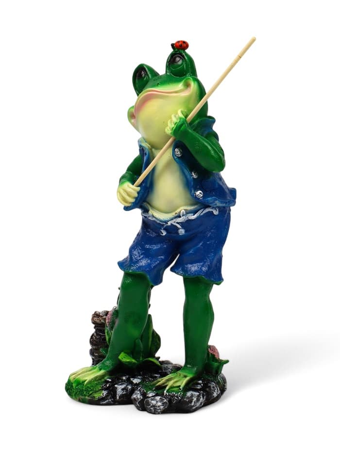 Садовая фигура из полистоуна «Лягушонок рыбак», 40×12×18 см