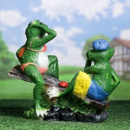 Садовая фигура из полистоуна «Лягушки на качелях», 37×17×38 см