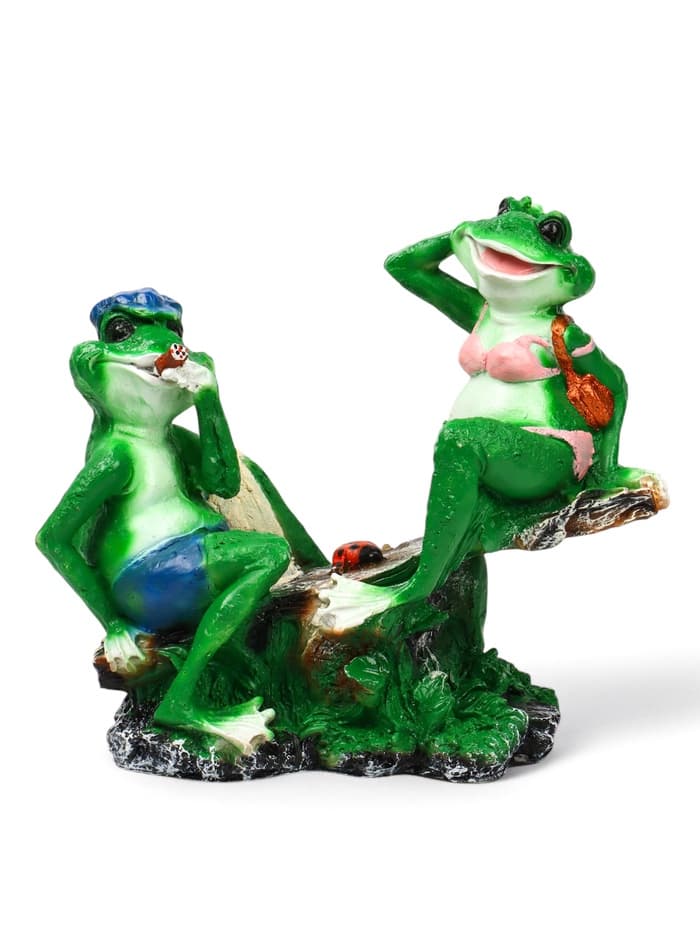 Садовая фигура из полистоуна «Лягушки на качелях», 37×17×38 см