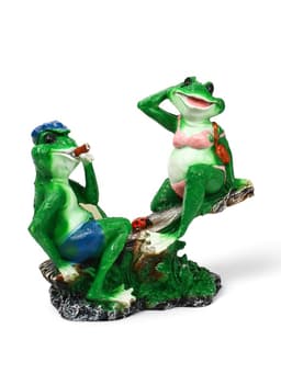 Садовая фигура из полистоуна «Лягушки на качелях», 37×17×38 см