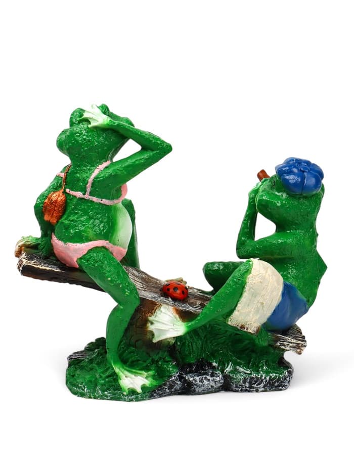 Садовая фигура из полистоуна «Лягушки на качелях», 37×17×38 см
