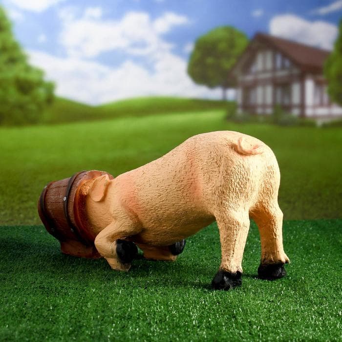 Садовая фигура из полистоуна «Свинья в кадке», 48×16×24 см
