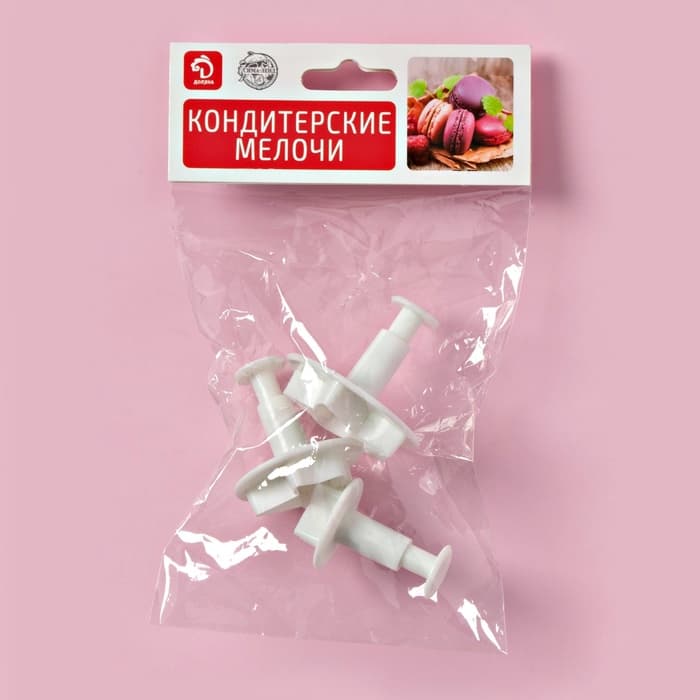 Плунжеры кондитерские Доляна «Листья», набор 3 шт., пластик, белые
