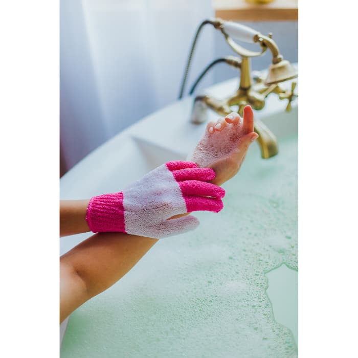 Мочалка - перчатка массажная Доляна, 14×18 см, полосатая, МИКС