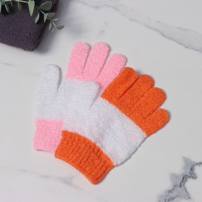 Мочалка - перчатка массажная Доляна, 14×18 см, полосатая, МИКС