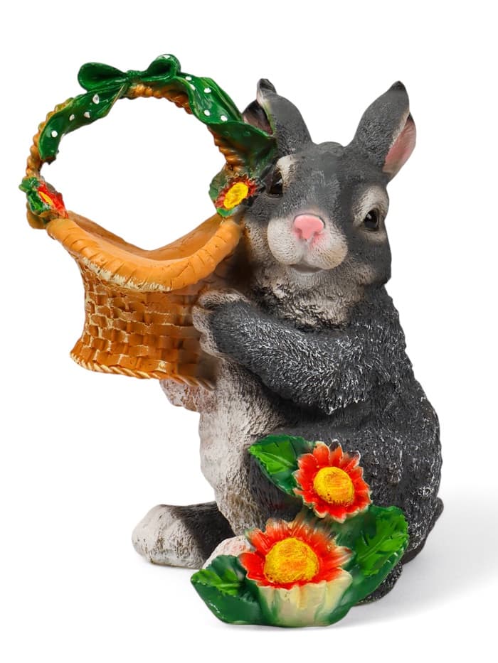 Садовая фигура из полистоуна «Зайка с лукошком», 33.5×28×28 см