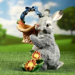 Садовая фигура из полистоуна «Зайка с лукошком», 33.5×28×28 см