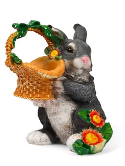 Садовая фигура из полистоуна «Зайка с лукошком», 33.5×28×28 см