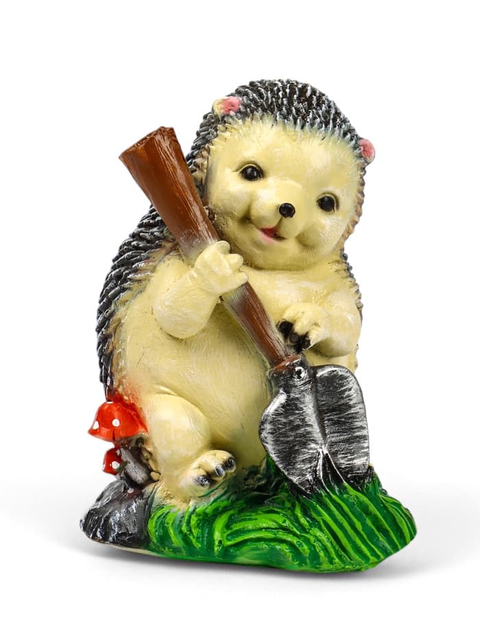 Садовая фигура из полистоуна «Ёж с лопатой», 31×22×22 см