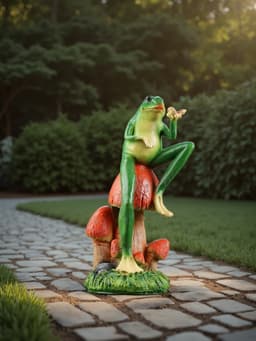 Садовая фигура из полистоуна «Лягушка с бабочкой», 39×14×14 см