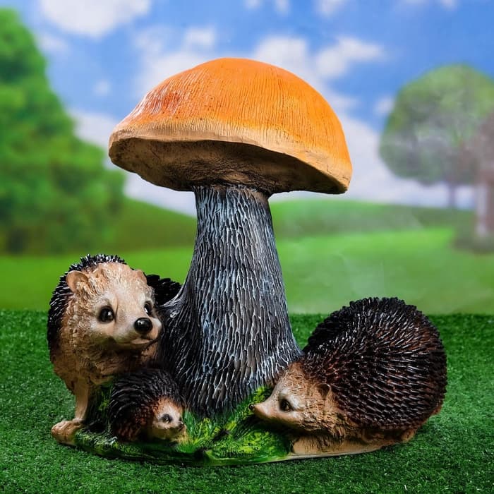 Садовая фигура из полистоуна «Гриб подосиновик с ежами», 37×27×25 см