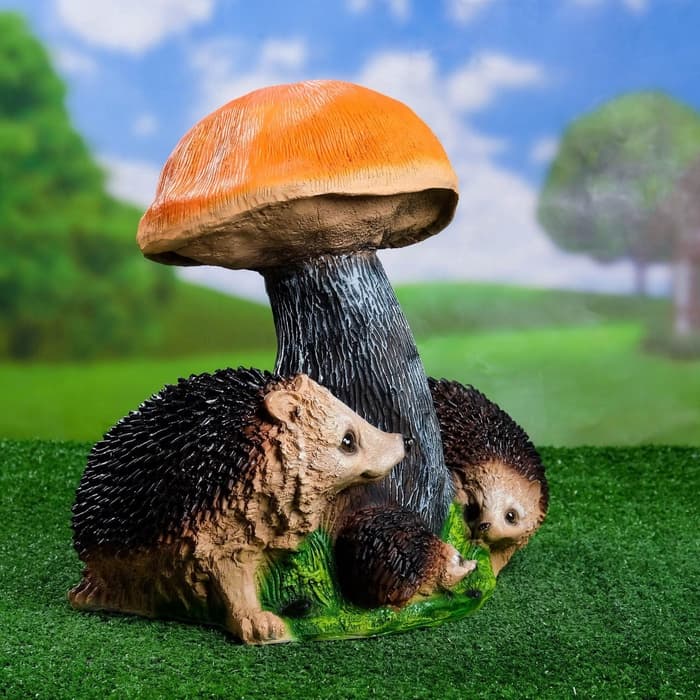 Садовая фигура из полистоуна «Гриб подосиновик с ежами», 37×27×25 см