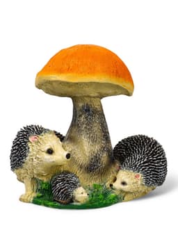 Садовая фигура из полистоуна «Гриб подосиновик с ежами», 37×27×25 см
