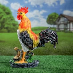 Садовая фигура из полистоуна «Петух на камне», 42×32×13 см