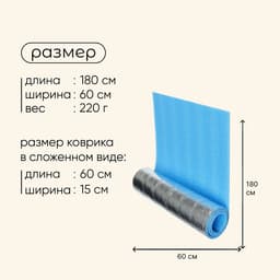 Коврик туристический maclay, с фольгой, 180×60×1 см, голубой