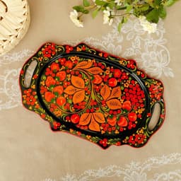 Поднос деревянный с ручками «Хохлома яркая», ручная роспись, МИКС