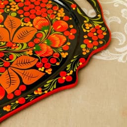 Поднос деревянный с ручками «Хохлома яркая», ручная роспись, МИКС