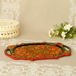 Поднос деревянный с ручками «Хохлома яркая», ручная роспись, МИКС