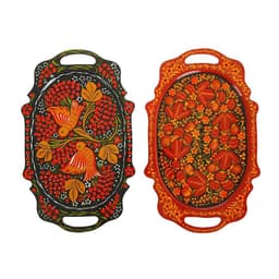 Поднос деревянный с ручками «Хохлома яркая», ручная роспись, МИКС