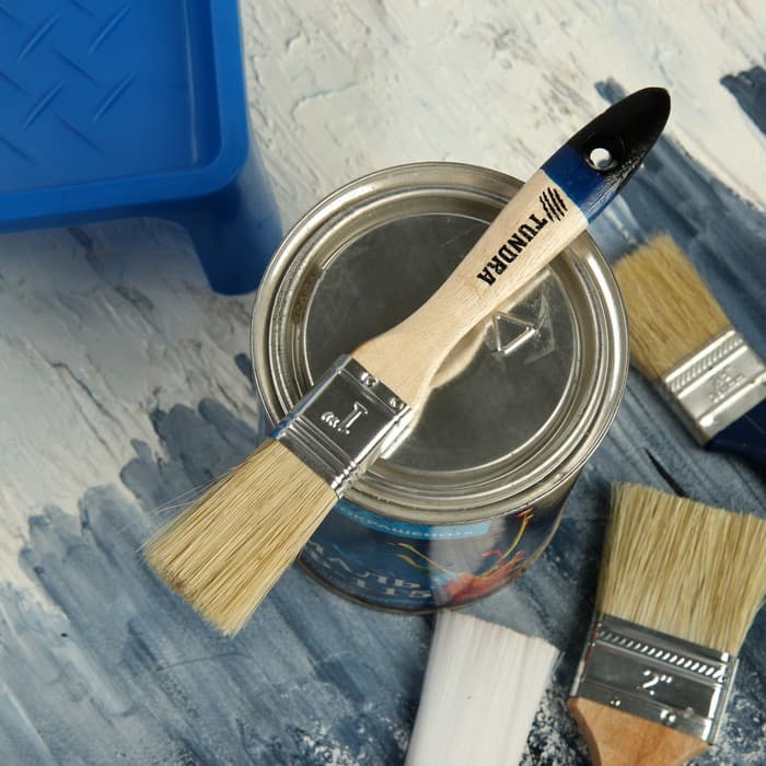 Кисть плоская ТУНДРА, натуральная щетина, деревянная рукоятка, 1", 25 мм