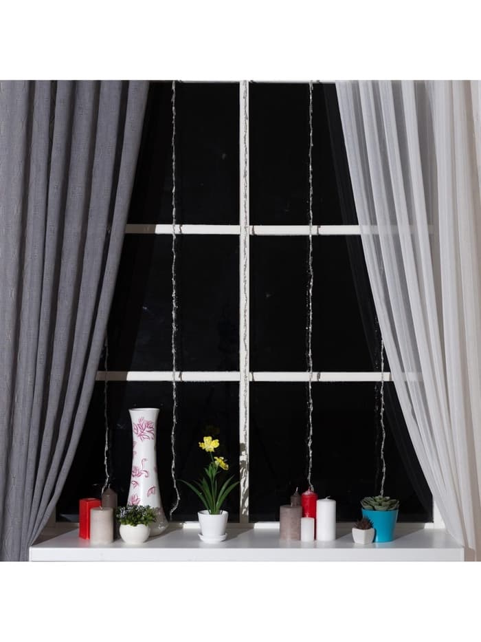 Гирлянда «Водопад» 2×1.5 м, IP20, прозрачная нить, 400 LED, свечение фиолетовое, 8 режимов, 220 В