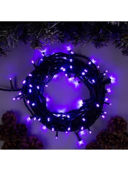 Гирлянда «Нить» 10 м, IP44, тёмная нить, 100 LED, свечение фиолетовое, 8 режимов, 220 В