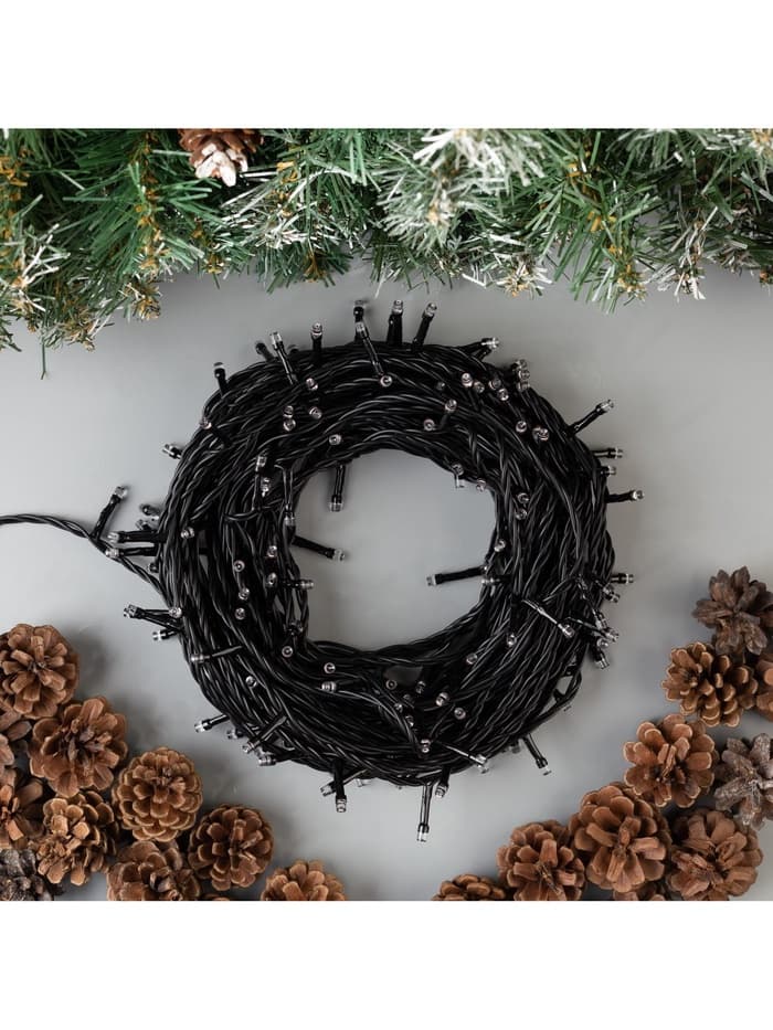 Гирлянда «Нить» 20 м, IP44, тёмная нить, 200 LED, свечение фиолетовое, 8 режимов, 220 В