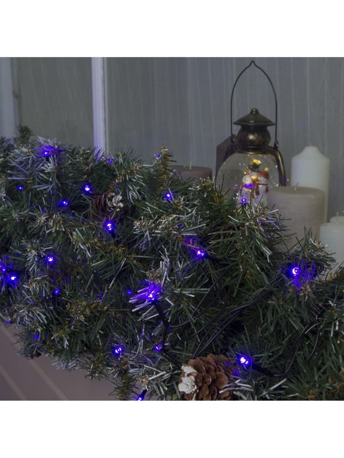 Гирлянда «Нить» 20 м, IP44, тёмная нить, 200 LED, свечение фиолетовое, 8 режимов, 220 В