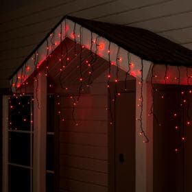 Гирлянда «Бахрома» 4×0.6 м, IP44, тёмная нить, 180 LED, свечение красное, 8 режимов, 220 В