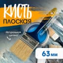 Кисть плоская ТУНДРА, натуральная щетина, пластиковая рукоятка, 2.5", 63 мм